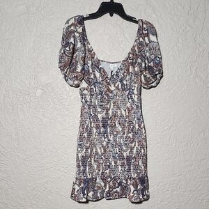 NSR Puff Sleeve Smocked Mini Dress